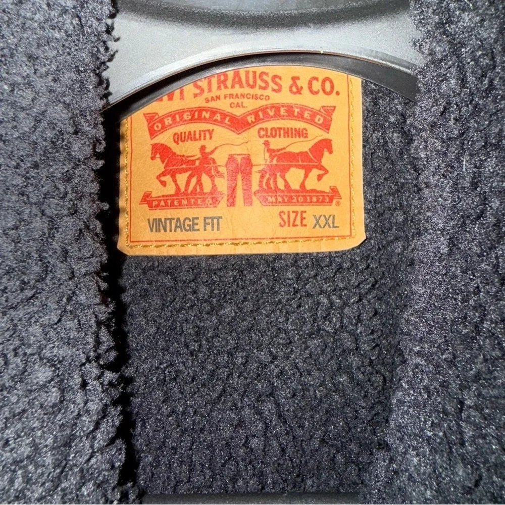 Levi's Vintage Fit Sherpa Trucker Jacket Black Stonewash Mens Size XXL